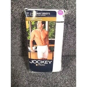 NEW JOCKEY Mens Size XXL 44-46 White Midway Briefs Cotton Stretch Fly Front